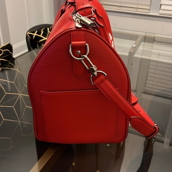 Supreme x Louis Vuitton Red Epi Leather Keepall Bandouliere duffle - Picture 3 of 7